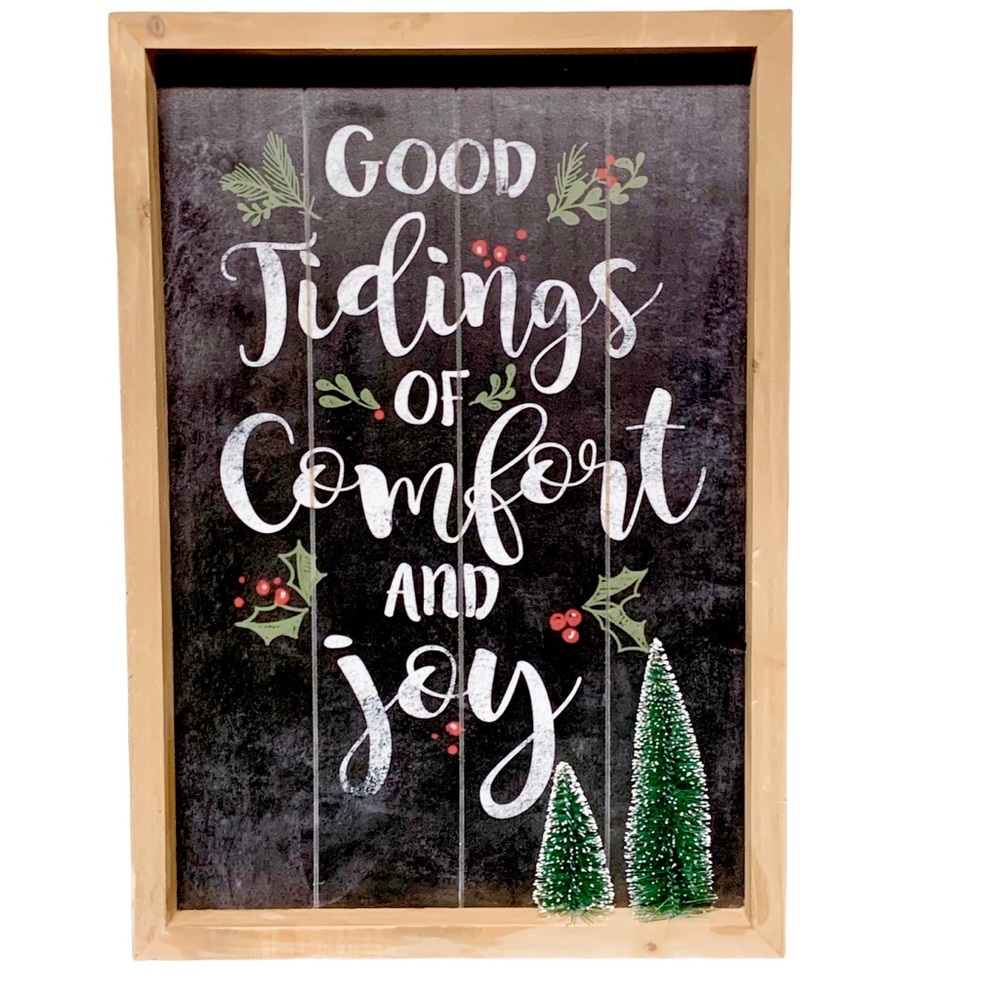 Farmhouse Brown & Black Wood Sign Good Tidings Of Comfort & Joy
